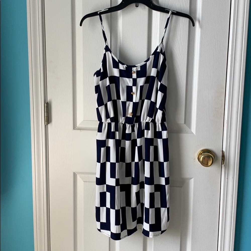 blue & white checkered-like dress